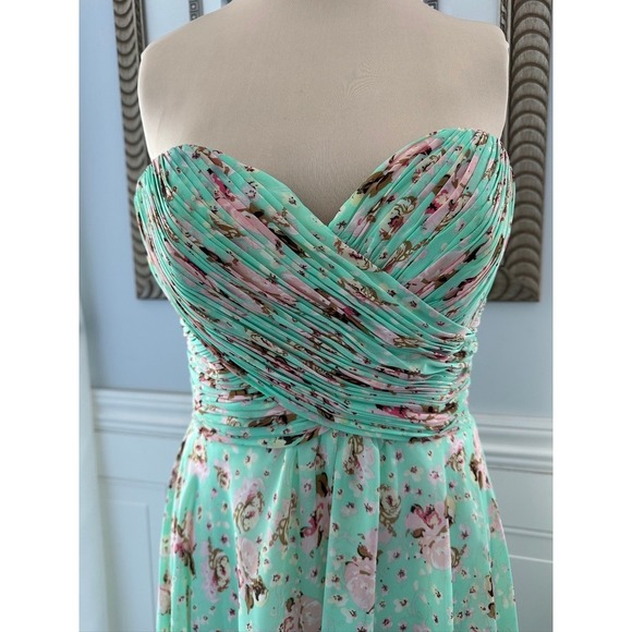 Allure Bridals Strapless Sweetheart Floral Ruched Maxi Dress Size 12 - Picture 6 of 10